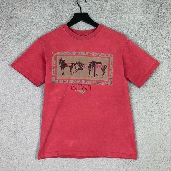 Vintage Denver CO Red Shirt Mens M Distressed Anvil Tag Retro City Tee Top - Picture 5 of 11